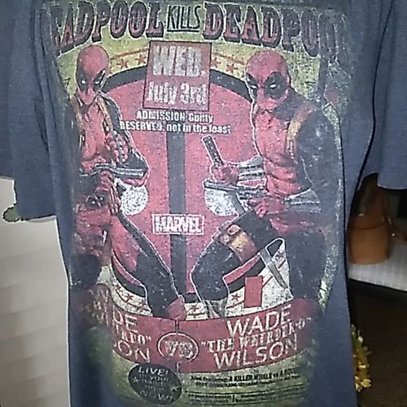 Marvel Comics Deadpool short‎ sleeve Unisex Heathered Blue T-Shirt L - Picture 4 of 5